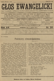 Głos Ewangelicki : pismo tygodniowe poświęcone sprawom Kościoła Ewangelicko-Augsburskiego w Polsce. R.20, 1939, nr 24