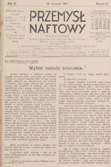 Przemysł Naftowy : dwutygodnik wydawany nakładem Krajowego Towarzystwa Naftowego we Lwowie. R.2, 1927, Zeszyt 15