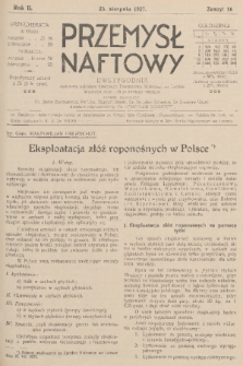 Przemysł Naftowy : dwutygodnik wydawany nakładem Krajowego Towarzystwa Naftowego we Lwowie. R.2, 1927, Zeszyt 16