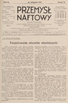 Przemysł Naftowy : dwutygodnik wydawany nakładem Krajowego Towarzystwa Naftowego we Lwowie. R.2, 1927, Zeszyt 21