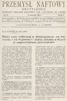 Przemysł Naftowy : dwutygodnik wydawany nakładem Krajowego Towarzystwa Naftowego we Lwowie. R.9, 1934, Zeszyt 17