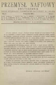 Przemysł Naftowy : dwutygodnik : organ Krajowego Towarzystwa Naftowego we Lwowie. R.10, 1935, Zeszyt 1