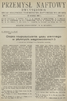 Przemysł Naftowy : dwutygodnik : organ Krajowego Towarzystwa Naftowego we Lwowie. R.10, 1935, Zeszyt 18