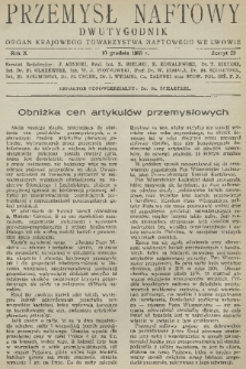 Przemysł Naftowy : dwutygodnik : organ Krajowego Towarzystwa Naftowego we Lwowie. R.10, 1935, Zeszyt 23