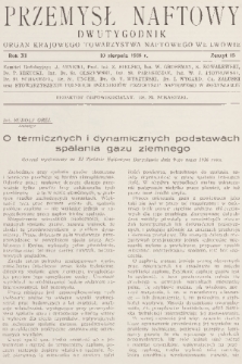 Przemysł Naftowy : dwutygodnik : organ Krajowego Towarzystwa Naftowego we Lwowie. R.11, 1936, Zeszyt 15