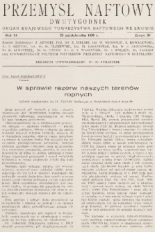 Przemysł Naftowy : dwutygodnik : organ Krajowego Towarzystwa Naftowego we Lwowie. R.11, 1936, Zeszyt 20