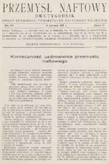 Przemysł Naftowy : dwutygodnik : organ Krajowego Towarzystwa Naftowego we Lwowie. R.12, 1937, Zeszyt 11