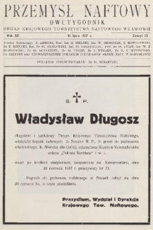 Przemysł Naftowy : dwutygodnik : organ Krajowego Towarzystwa Naftowego we Lwowie. R.12, 1937, Zeszyt 13