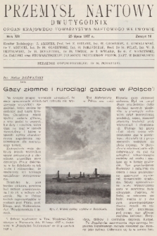 Przemysł Naftowy : dwutygodnik : organ Krajowego Towarzystwa Naftowego we Lwowie. R.12, 1937, Zeszyt 14
