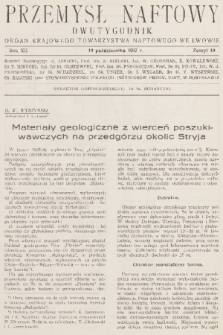 Przemysł Naftowy : dwutygodnik : organ Krajowego Towarzystwa Naftowego we Lwowie. R.12, 1937, Zeszyt 19