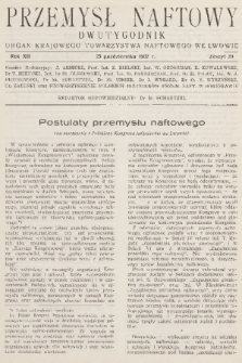 Przemysł Naftowy : dwutygodnik : organ Krajowego Towarzystwa Naftowego we Lwowie. R.12, 1937, Zeszyt 20