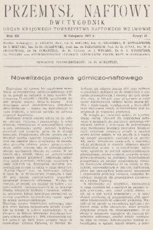 Przemysł Naftowy : dwutygodnik : organ Krajowego Towarzystwa Naftowego we Lwowie. R.12, 1937, Zeszyt 21