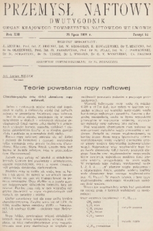 Przemysł Naftowy : dwutygodnik : organ Krajowego Towarzystwa Naftowego we Lwowie. R.13, 1938, Zeszyt 14