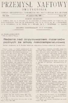 Przemysł Naftowy : dwutygodnik : organ Krajowego Towarzystwa Naftowego we Lwowie. R.13, 1938, Zeszyt 20