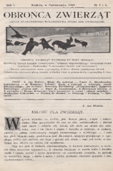 Obrońca Zwierząt : organ Krakowskiego Towarzystwa Opieki nad Zwierzętami. R.1, 1910, nr 3-4