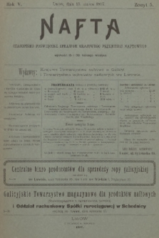 Nafta : czasopismo poświęcone sprawom krajowego przemysłu naftowego. R.5, 1897, Zeszyt 5
