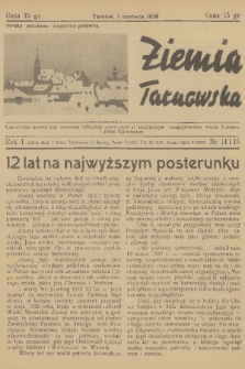 Ziemia Tarnowska : czasopismo poświęcone sprawom kulturalno-społecznym ze szczególnym uwzględnieniem miasta Tarnowa i Ziemi Tarnowskiej. R.1, 1938, nr 14-15