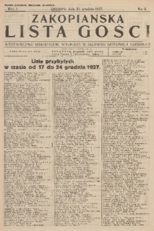 Zakopiańska Lista Gości : wydawnictwo perjodyczne, wychodzi w sezonach głównych codziennie. R.1, 1927, nr 3