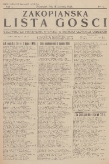 Zakopiańska Lista Gości : wydawnictwo perjodyczne, wychodzi w sezonach głównych codziennie. R.1, 1928, nr 9