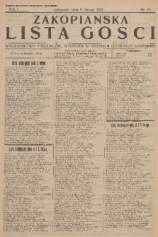 Zakopiańska Lista Gości : wydawnictwo perjodyczne, wychodzi w sezonach głównych codziennie. R.1, 1928, nr 25