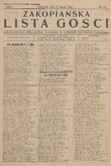 Zakopiańska Lista Gości : wydawnictwo perjodyczne, wychodzi w sezonach głównych codziennie. R.1, 1928, nr 26