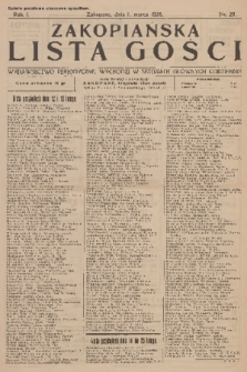 Zakopiańska Lista Gości : wydawnictwo perjodyczne, wychodzi w sezonach głównych codziennie. R.1, 1928, nr 29