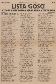 Lista Gości : wydana przez Zarząd Uzdrowiska w Zakopanem. 1929, nr 5