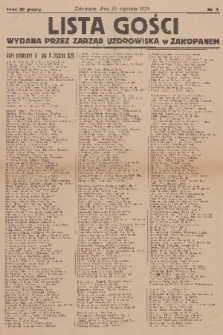 Lista Gości : wydana przez Zarząd Uzdrowiska w Zakopanem. 1929, nr 6