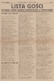 Lista Gości : wydana przez Zarząd Uzdrowiska w Zakopanem. 1929, nr 8