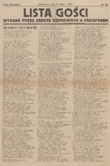 Lista Gości : wydana przez Zarząd Uzdrowiska w Zakopanem. 1929, nr 10
