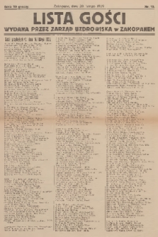 Lista Gości : wydana przez Zarząd Uzdrowiska w Zakopanem. 1929, nr 13