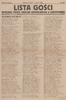 Lista Gości : wydana przez Zarząd Uzdrowiska w Zakopanem. 1929, nr 15