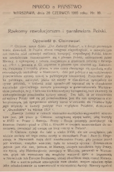 Naród a Państwo. 1918, nr 19