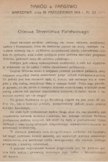 Naród a Państwo. 1918, nr 23