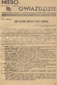 Niebo Gwiaździste : Organ Przyjaciół Astrologii Naukowej w Polsce. R.3, 1937, nr 10