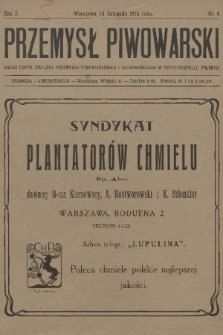 Przemysł Piwowarski : organ Centr. Związku Przemysłu Piwowarskiego i Słodowniczego w Rzeczypospolit. Polskiej. R.3, 1925, № 6