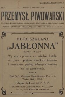 Przemysł Piwowarski : organ Centr. Związku Przemysłu Piwowarskiego i Słodowniczego w Rzeczypospolit. Polskiej. R.3, 1925, № 9