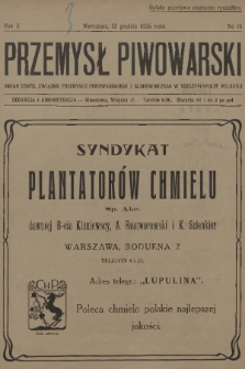 Przemysł Piwowarski : organ Centr. Związku Przemysłu Piwowarskiego i Słodowniczego w Rzeczypospolit. Polskiej. R.3, 1925, № 10