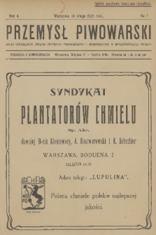 Przemysł Piwowarski : organ Centr. Związku Przemysłu Piwowarskiego i Słodowniczego w Rzeczypospolit. Polskiej. R.4, 1926, № 7