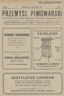 Przemysł Piwowarski : organ Centr. Związku Przemysłu Piwowarskiego i Słodowniczego w Rzeczypospolit. Polskiej. R.4, 1926, № 9