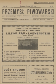 Przemysł Piwowarski : organ Centr. Związku Przemysłu Piwowarskiego i Słodowniczego w Rzeczypospolit. Polskiej. R.4, 1926, № 18