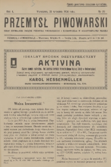 Przemysł Piwowarski : organ Centr. Związku Przemysłu Piwowarskiego i Słodowniczego w Rzeczypospolit. Polskiej. R.4, 1926, № 39