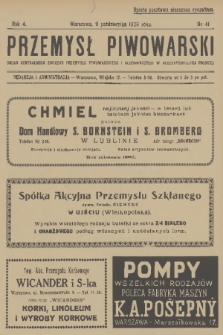 Przemysł Piwowarski : organ Centr. Związku Przemysłu Piwowarskiego i Słodowniczego w Rzeczypospolit. Polskiej. R.4, 1926, № 41