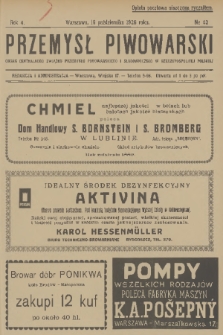 Przemysł Piwowarski : organ Centr. Związku Przemysłu Piwowarskiego i Słodowniczego w Rzeczypospolit. Polskiej. R.4, 1926, № 42