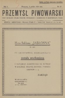 Przemysł Piwowarski : organ Centr. Związku Przemysłu Piwowarskiego i Słodowniczego w Rzeczypospolit. Polskiej. R.4, 1926, № 49