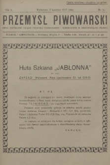 Przemysł Piwowarski : organ Centralnego Związku Przemysłu Piwowarskiego i Słodowniczego w Rzeczypospolitej Polskiej. R.5, 1927, № 15