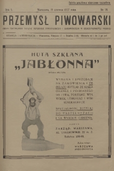 Przemysł Piwowarski : organ Centralnego Związku Przemysłu Piwowarskiego i Słodowniczego w Rzeczypospolitej Polskiej. R.5, 1927, № 25