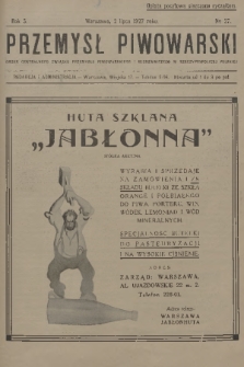Przemysł Piwowarski : organ Centralnego Związku Przemysłu Piwowarskiego i Słodowniczego w Rzeczypospolitej Polskiej. R.5, 1927, № 27