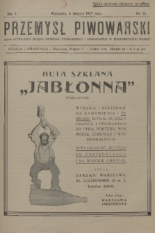 Przemysł Piwowarski : organ Centralnego Związku Przemysłu Piwowarskiego i Słodowniczego w Rzeczypospolitej Polskiej. R.5, 1927, № 32