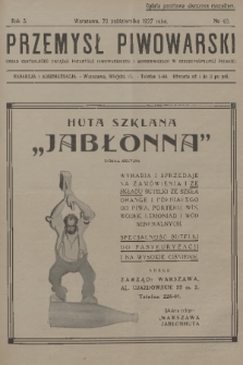 Przemysł Piwowarski : organ Centralnego Związku Przemysłu Piwowarskiego i Słodowniczego w Rzeczypospolitej Polskiej. R.5, 1927, № 43